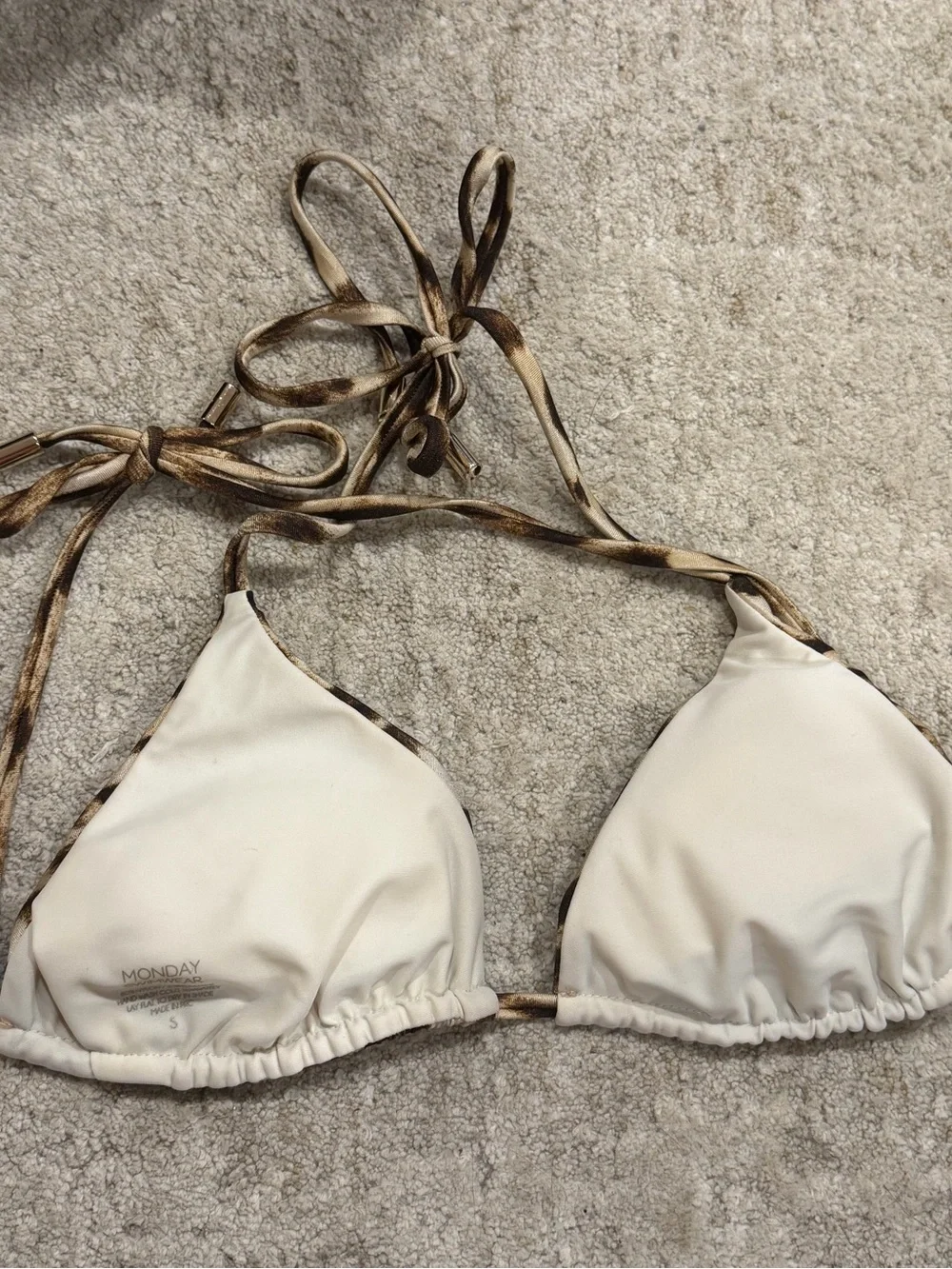 Monday Swimwear leopard Cream Bikini Top - Triangle